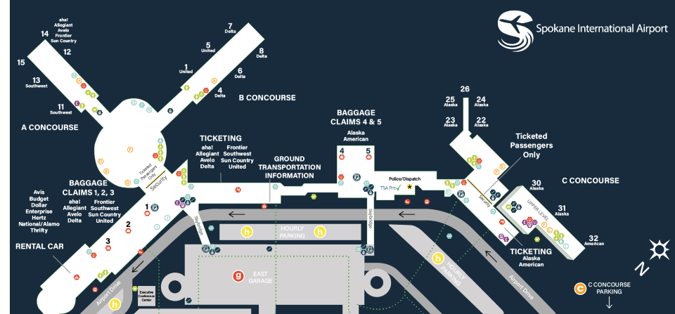 Spokane Intl Airport > Terminal > Terminal Map